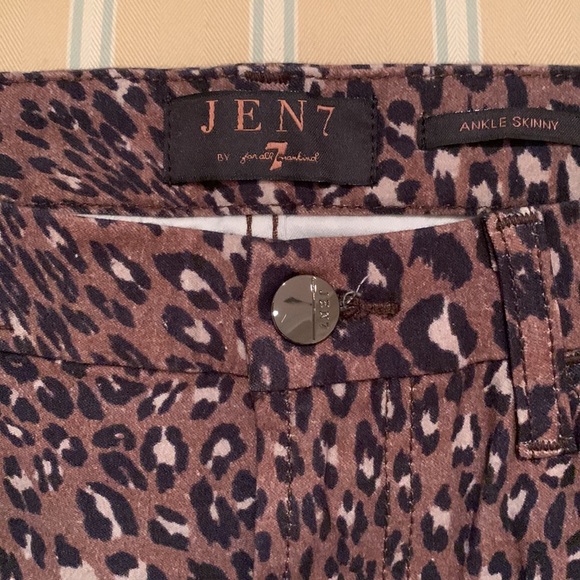JEN 7 FOR ALL MANKIND SPECIAL DYED ANKLE SKINNY JEANS LUXE LEOPARD PRINT 8 /10 - Picture 8 of 16